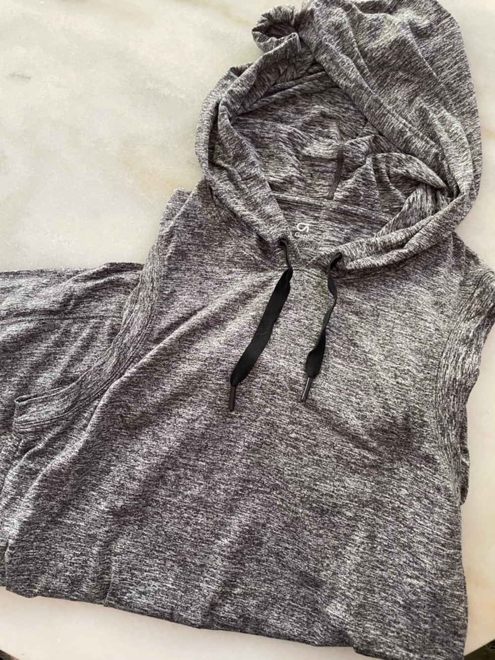 GapFit Gray Marled Hooded Athletic Top size S